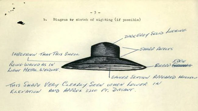 A CIA annotated drawing of a UFO