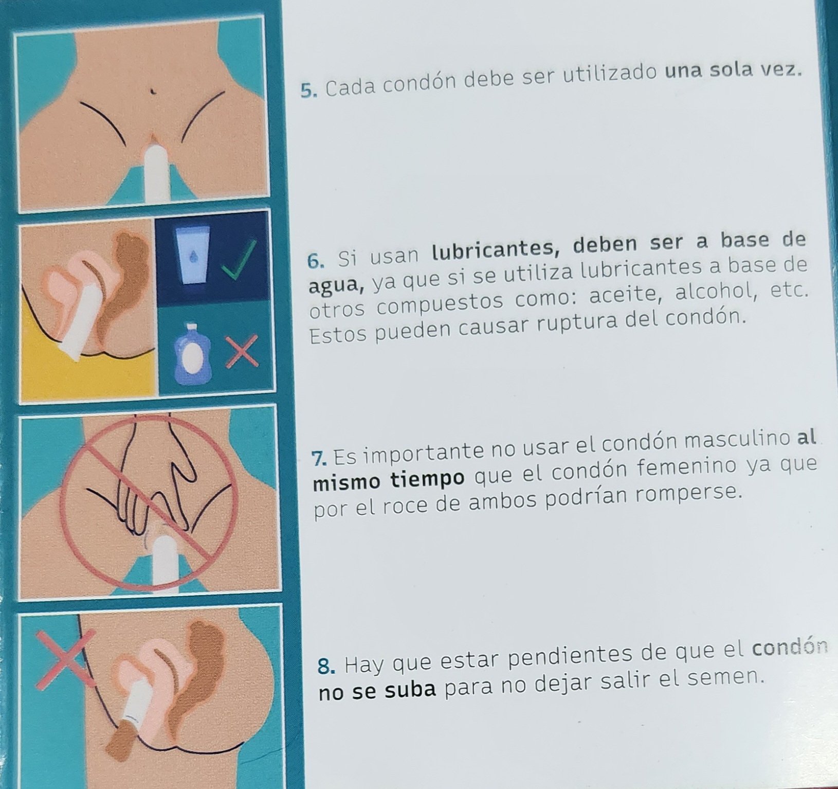 The 1st page of an IOM condom instruction pamphlet