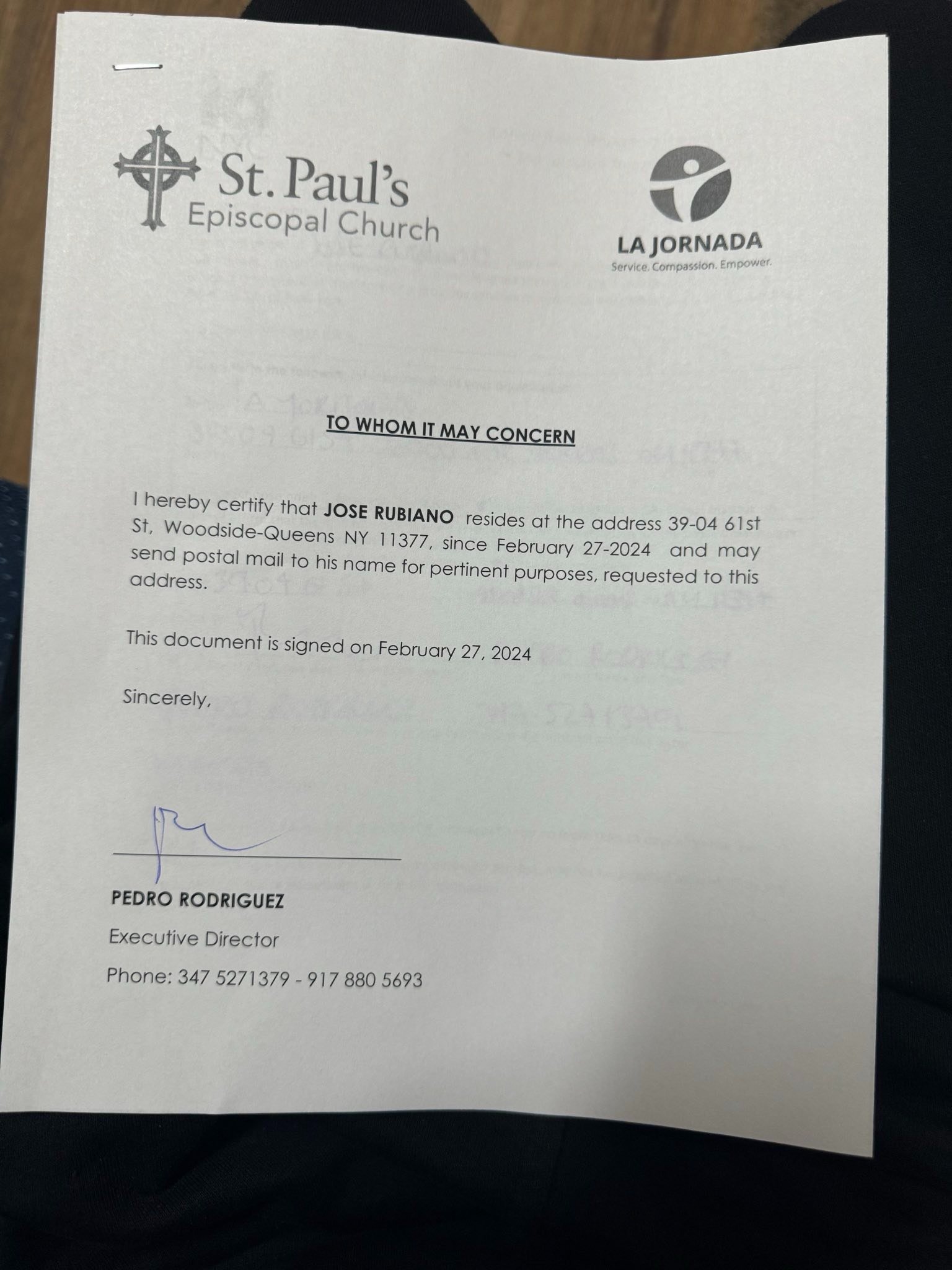 Fraudulent proof of residency document from La Jornada