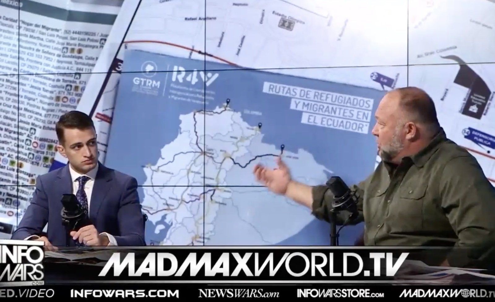 Anthony Rubin and Alex Jones discussing the illegal alien invasion route from Quito, Ecuador to the United States