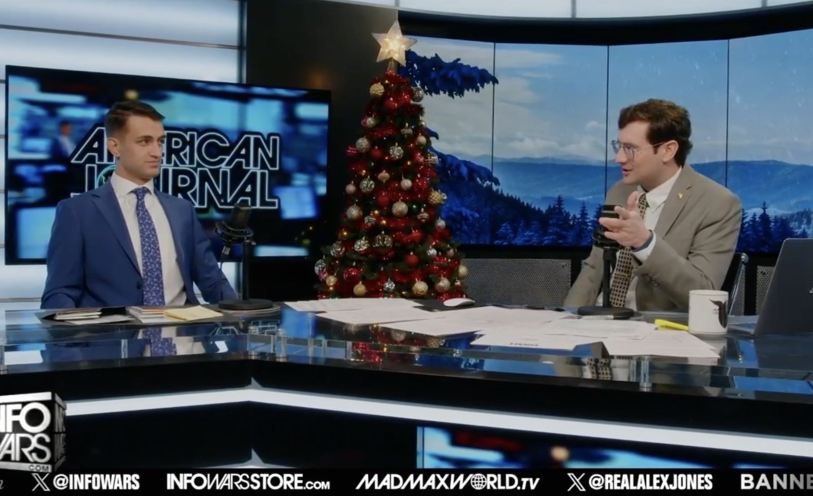 A photo of Harrison Smith interviewing Anthony Rubin