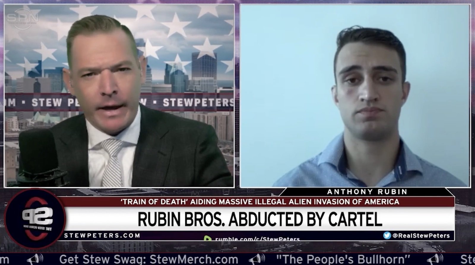 A photo of Stew Peters interviewing Muckraker